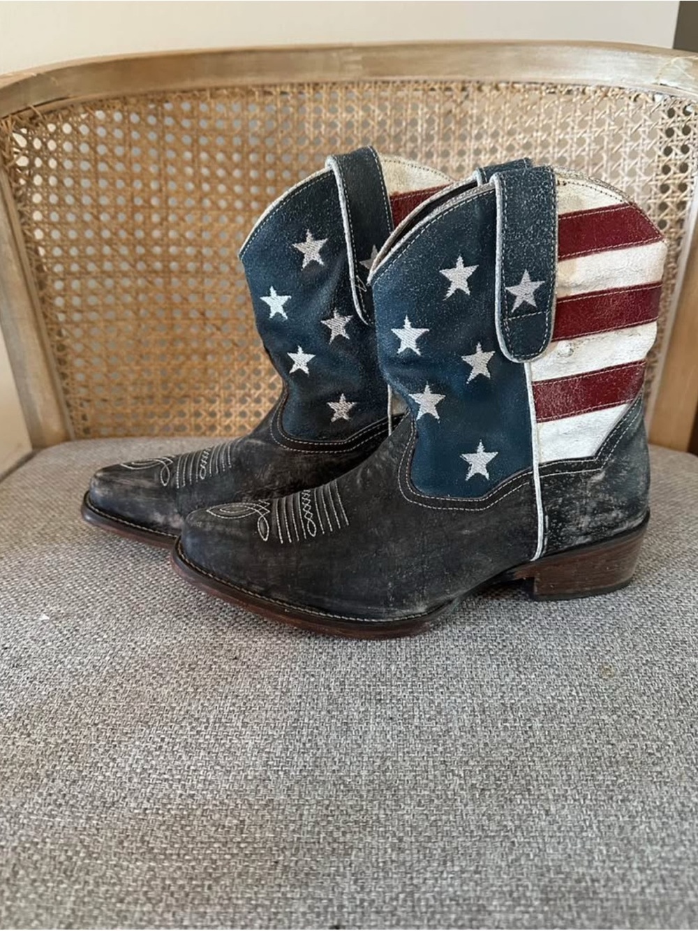 Roper Women's Cowboy Boots - Blue, Red & White American Flag Design